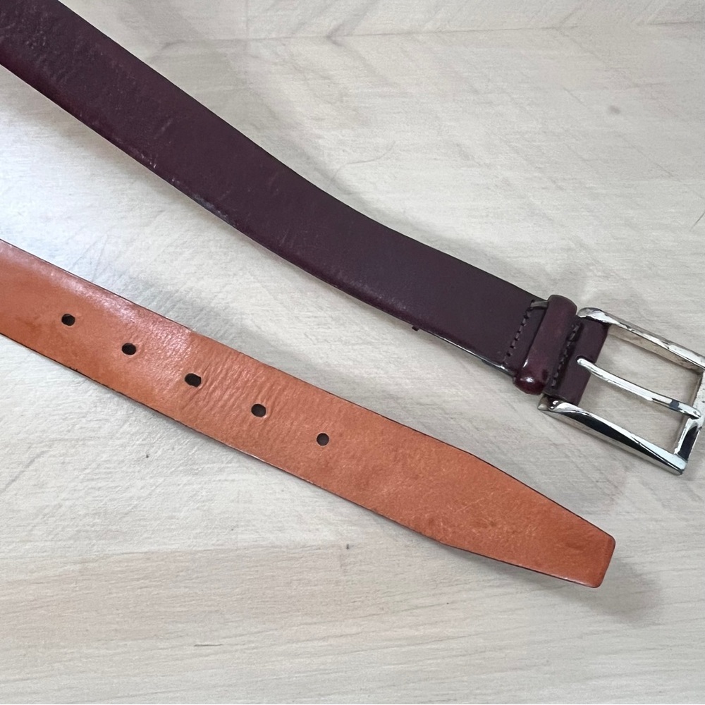 Trafalgar Brown Cortina Leather Dress Belt Silver-tone buckle Men's 38 - Picture 8 of 12